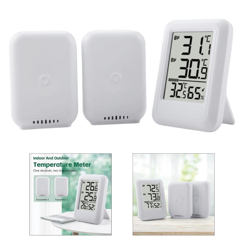 Digital Thermometers with Indoor Outdoor Temperature Wireless Display Digital Hygrometer Thermometers with 2 Remote Sensors