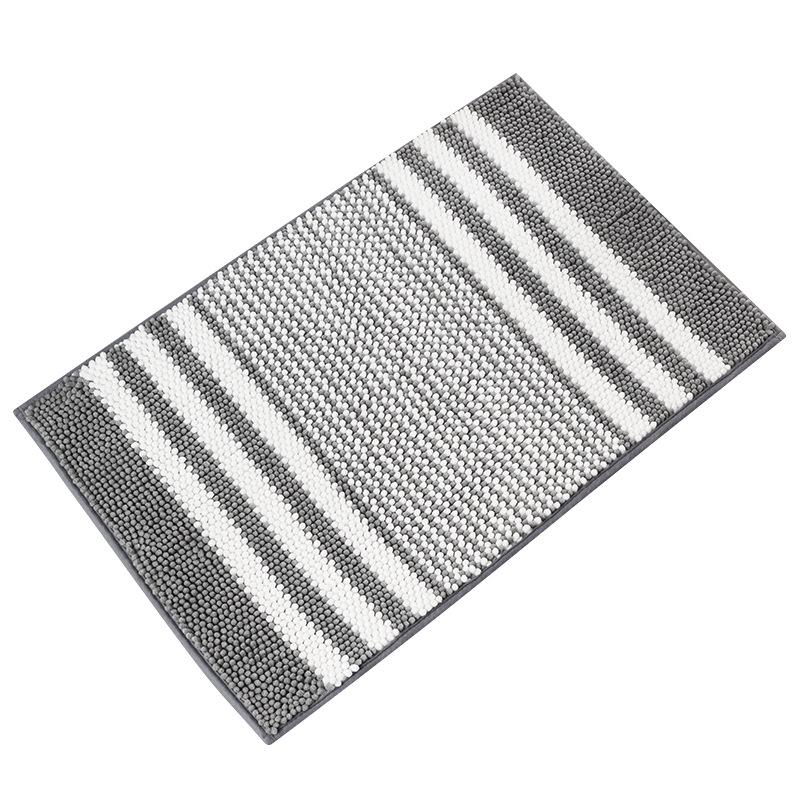 Cationic Chenille Striped Non-Slip Water-Absorbent Doormat for Bathroom and Bedroom Rug.