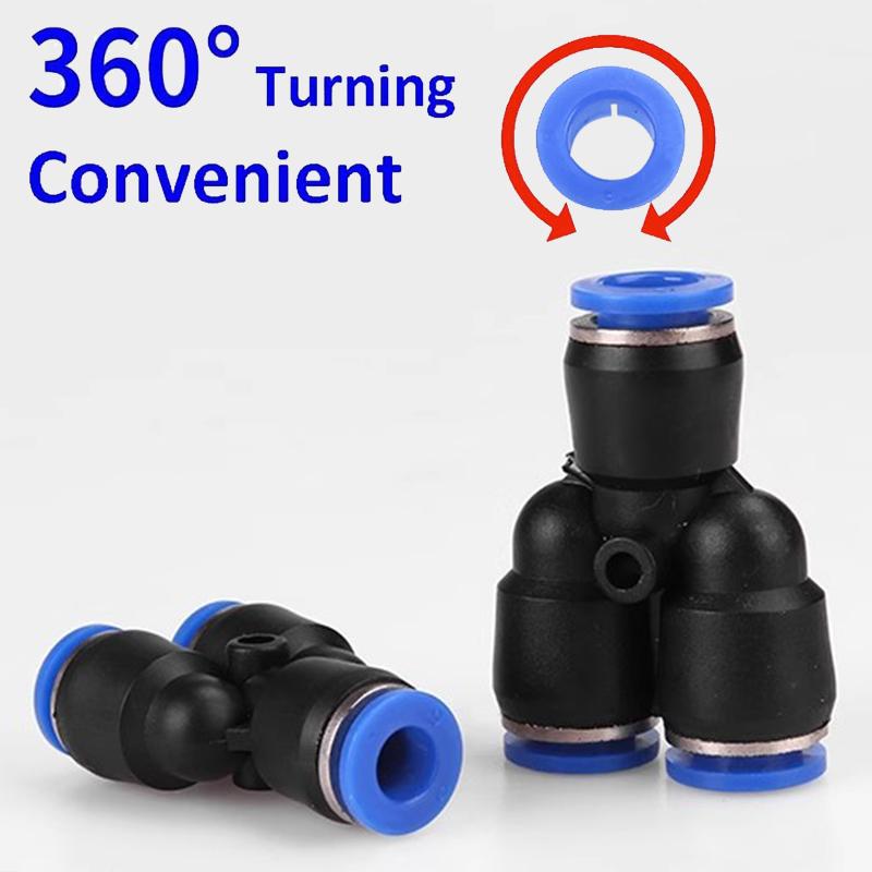 3 Way Port Y Shape Air Pneumatic Pipe Fittings 4mm6mm 8mm10mm12mm Plastic Connector Fitting Quick Push Connecting PY PW Connect