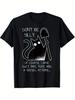 Funny Cat with Shovel Don't Be Silly Graphic T-Shirt Men Casual Round Neck Short Sleeve Tee