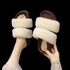 2026 Women's Fashion Slippers Round Toe Platform Sole One-line Fur Slippers Outdoor Fashion All-match Plus-size Cotton Slippers