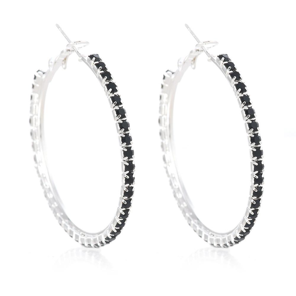 Korean Chic Luxury Diamond C-Shape Hoop Earrings