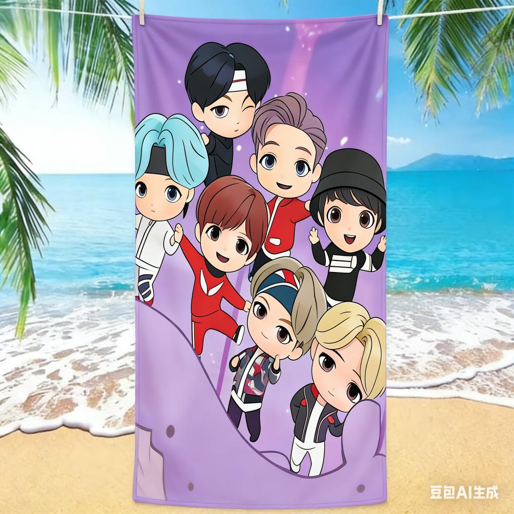 1pc Beach Towel for Beach Swimming,K POP Groups Design Style Microfiber Beach Towel Oversized, Quick Dry, Sand Free