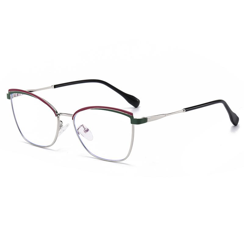 6205 New Trendy Metal Cat Eye Fashion Anti-Blue Flat Mirror, European And American Fashion Spring Foot Glasses