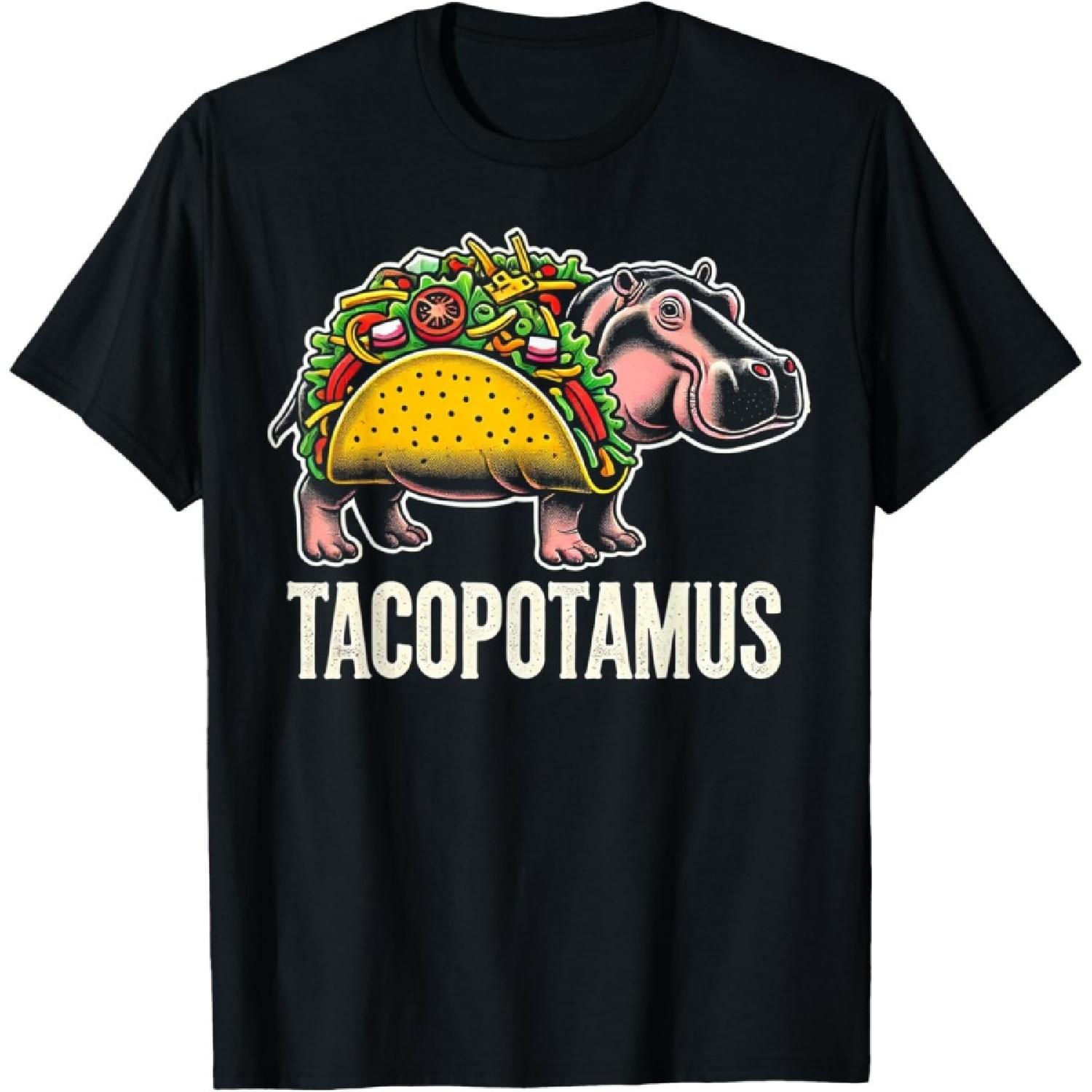 Tacopotamus Taco Hippo Hippopotamus Zoo Animal Funny T-Shirt S