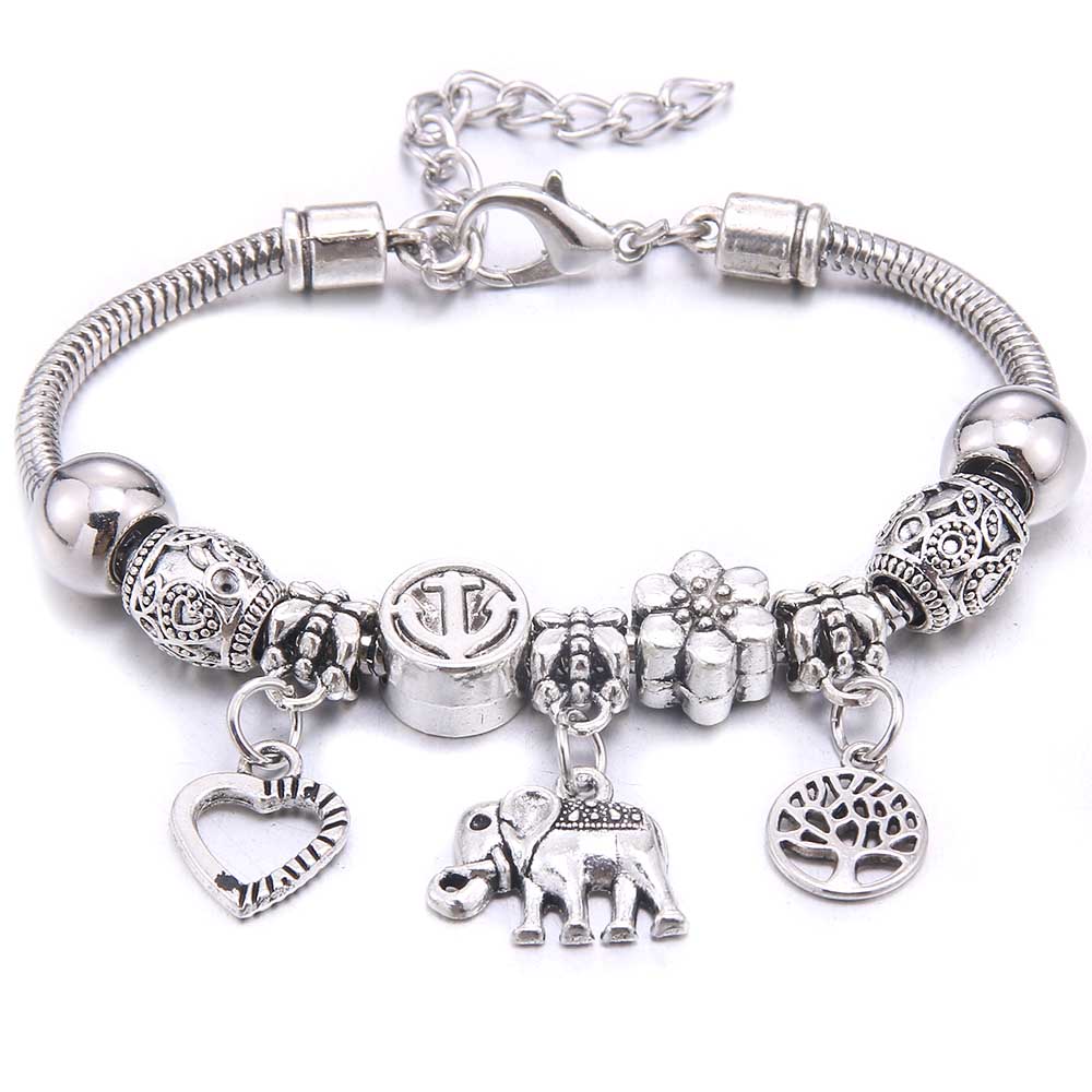 New Charm Bracelet & Bangles Jewelry White Butterfly Crown Beads Bracelets Brands Bracelets Fit Women Girl Friendship Gift