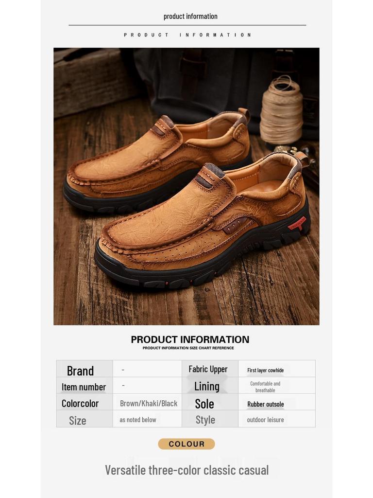Men's Genuine Leather Plus Size Casual Loafers & Hiking Shoes