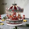 Ferris Wheel Display 2D Acrylic Christmas Tabletop Decoration, Festive Village Scene Ornament Playground Theme with Snowman & Trees, Holiday