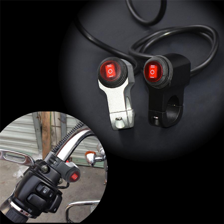 12V 16A Universal Motorcycle 7/8" 22mm Handlebar Headlight Switch Control W/ LED