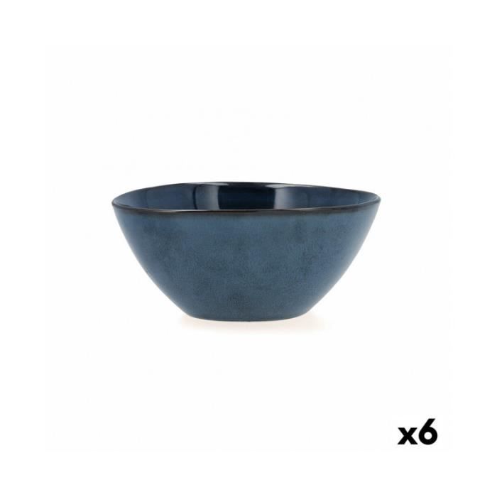 Bol - Bidasoa - Ikonic - Céramique - Bleu - Pack de 6 - 15,8 x 15 x 7 cm