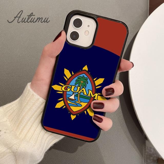 Guam Flaggen Handyhülle für iPhone 11 12 13 14 Pro Max mini X XR XS SE 2020 5 6S 7 8 Plus Samsung Galaxy S21 S22 Hülle