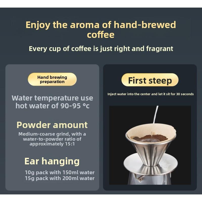 Hand-poured Coffee Pot with Lid, Bamboo Cover, 304 Thickened Stainless Steel Spout, Suitable for Household Use, Fine-mouthed Hanging Coffee Set