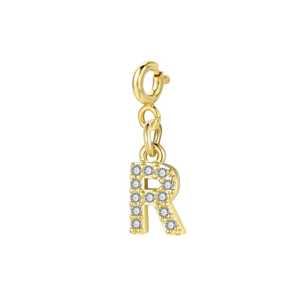 Trendy Gold Color Micro-inserts Zircon Alphabet Charm DIY Making Letter Pendant Necklace Bracelet Accessories Fashion Jewelry