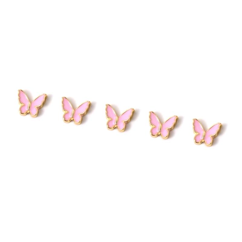5Pack Fashion Butterfly Nail Art Jewelry Charms Crystal 3D Butterfly Charms DIY L