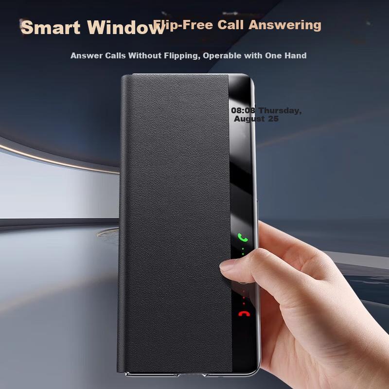 Wristband Stand Case for Huawei X5 Mate X5 Collector Edition Foldable Screen Leather Full Coverage Shockproof Magnetic Flip Smart Window Unisex