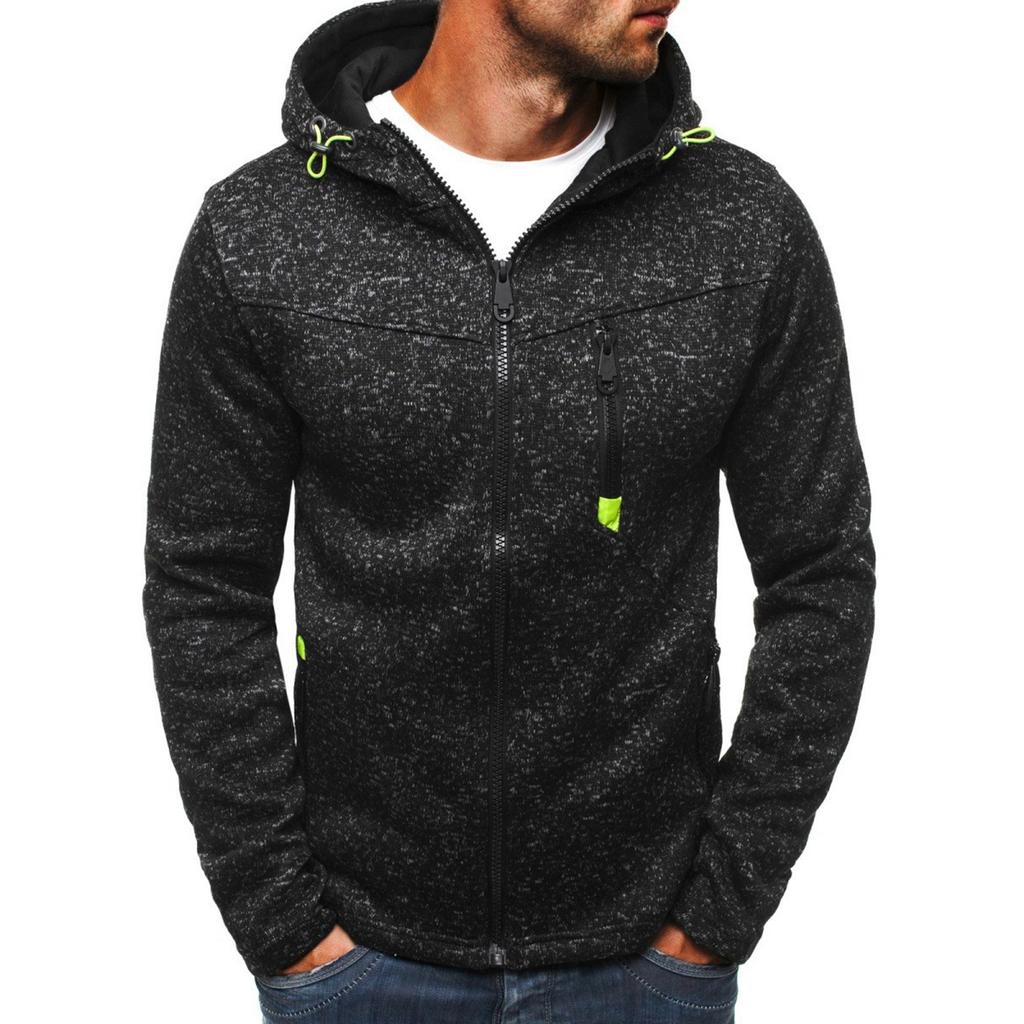 Men's Sports Casual Sweatshirt Zipper Pocket Cardigan Hooded Jacket