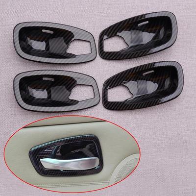 4pcs Carbon Fiber Style Interior Door Handle Bowl Cover Trim Fit For BMW 5 Series E60 E61 2006-2010