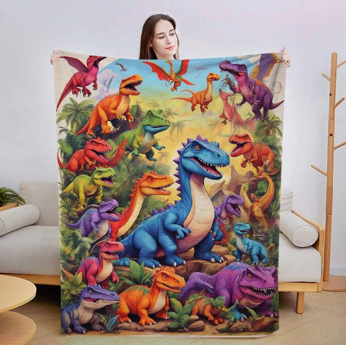 Exkluzivní flanelová deka s dinosaury - Digitální potisk & Potah na klimatizaci