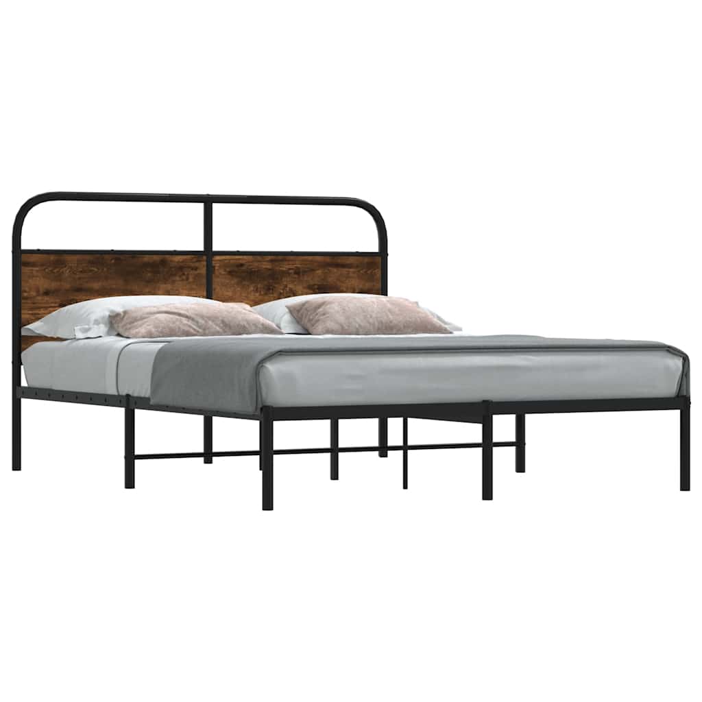 Bed Frame Without Mattress 120 X 190 Cm Smoked Oak Wood Based Material