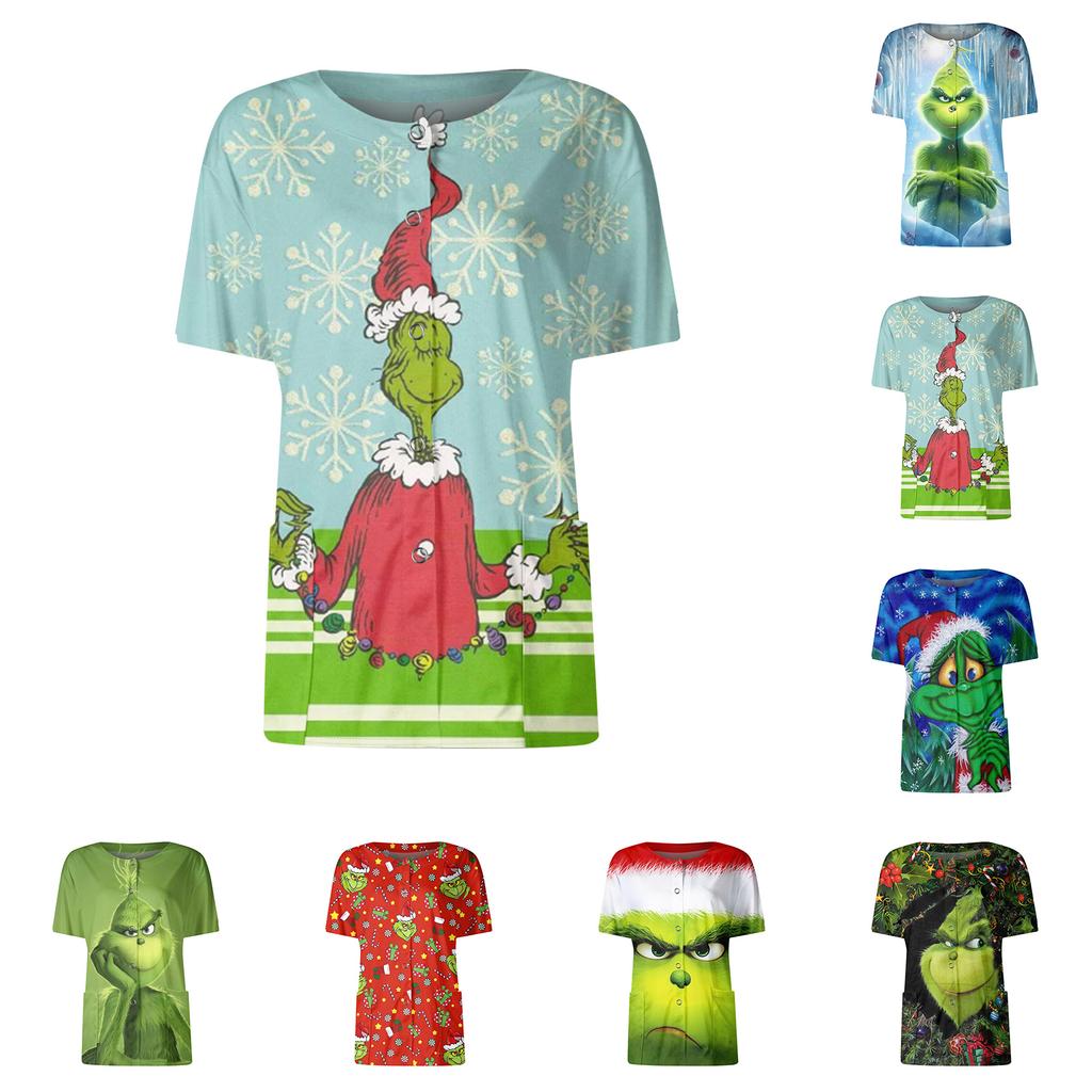 Women's Short Sleeved Patterned Pockets, Work Print Stand Up Collar, Single Breasted Protective Clothing, Cardigan Jacket, Top