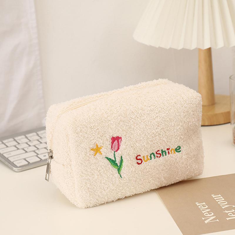 New Plush Storage Bag, Golden Fragrance Makeup Bag, Large Capacity, High-end Toiletries, Portable Travel Japanese Makeup Bag