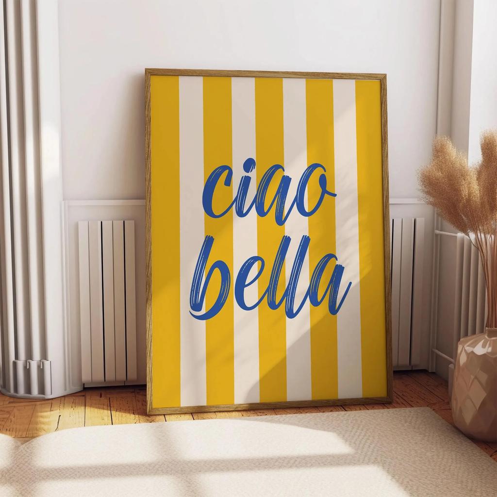 Fashion Ciao Bella Canvas Printing Wall Italian Quotation Typesetting Wall Art Poster for Modern Living Room Girly Home Decor