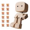 1/2 Sets Shaking Wooden Man Figurine with 12 Magnetic Expressions Handmade Shaking Feet Wooden Doll Car Dashboard Desktop Decoration