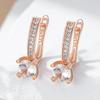 Luxury  Rose Gold Color Dangle Earrings For Women Shiny Big Natural Zircon Accessories Bridal Wedding Fine Jewelry