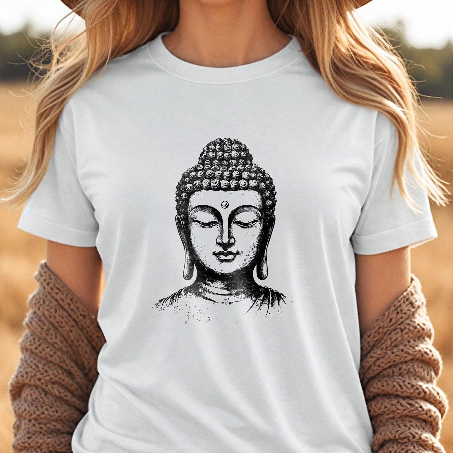Buddha Illustration T-Shirt, Unisex Tee, Graphic Tee, Mindfulness Shirt, Yoga Apparel M
