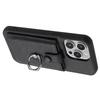 For iPhone 15 Pro Max Case Drawing Type Card Slots Litchi Texture Leather Back Cover with Ring Kickstand