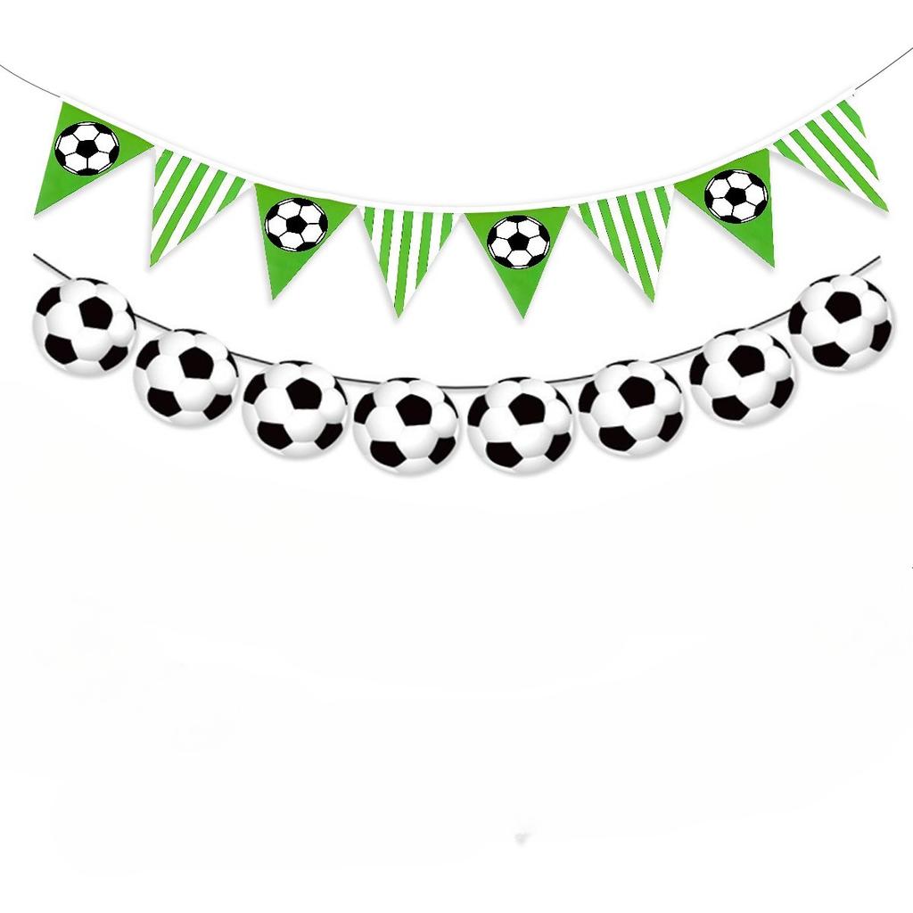Soccer Sports Themed Party Garland, Paper Football Double Flags Banner Set for Sports Theme Parties and Birthday Celebrations