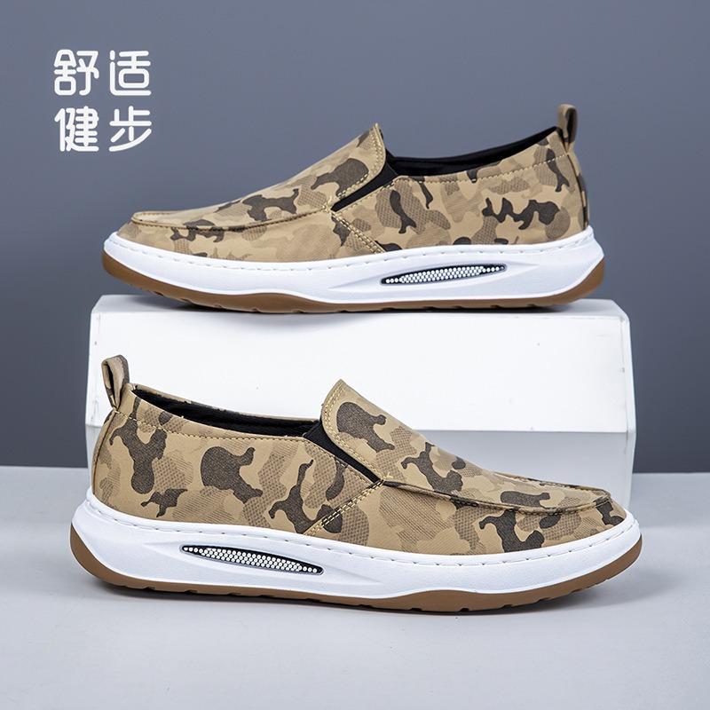 Men's Shoes Canvas Spring and Summer New Versatile Comfortable Camouflage Style Fashion One-pedal Board Shoes Casual Shoes Cloth Shoes