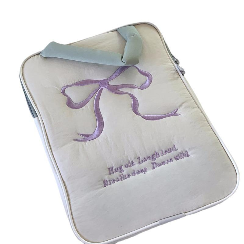 Cute embroidered bow ipad tablet laptop storage bag