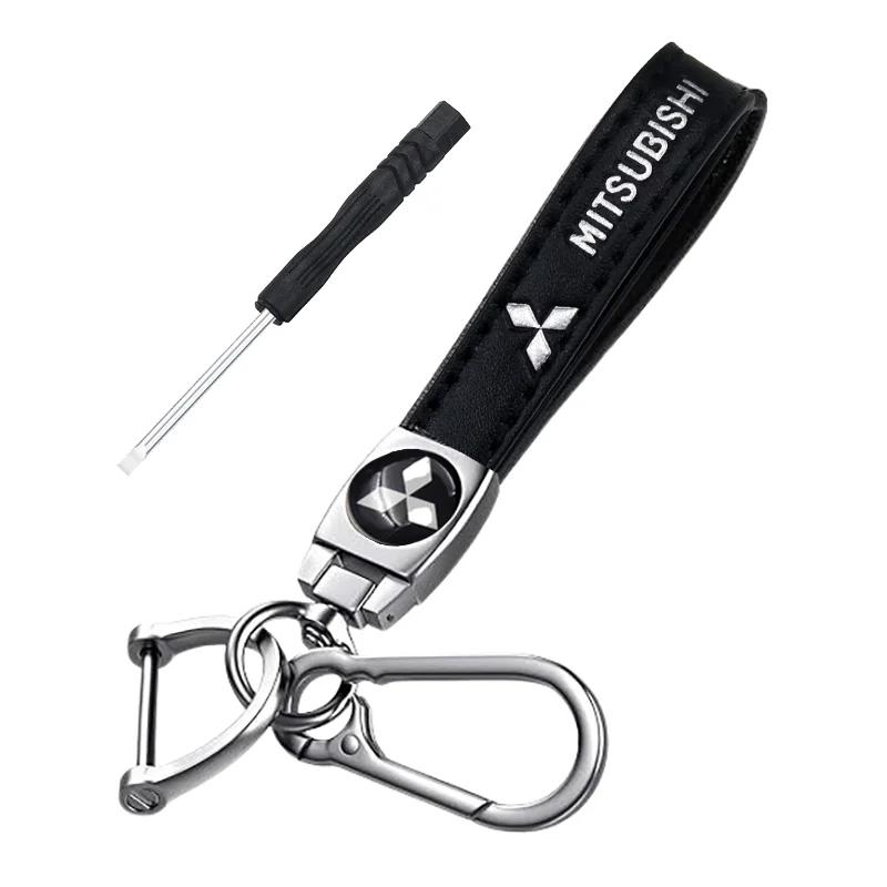 

Leather Car Keychain Key Ring Car Accessories for Mitsubishi Outlander Sport L200 Xpander MPV Eclipse Cross Mirage серебряный