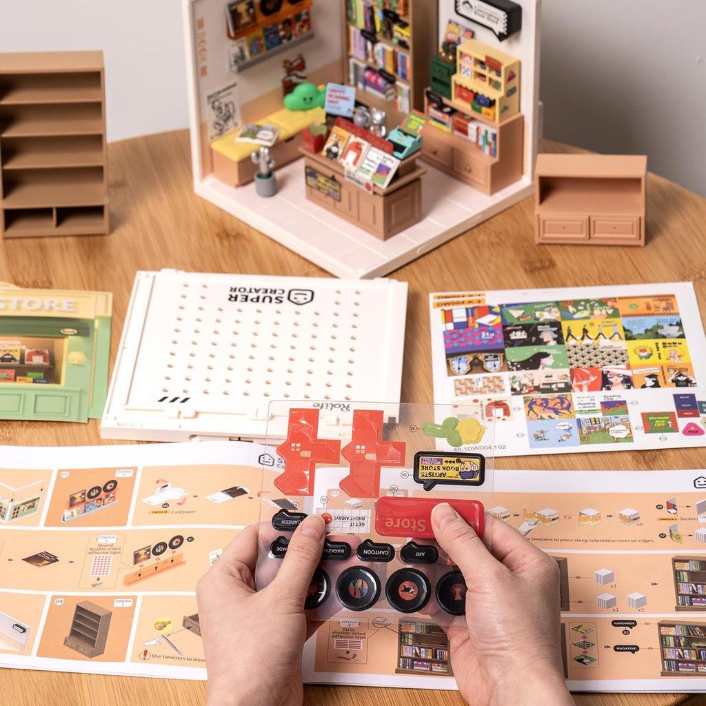 Rolife Super Creator Fascinating Book Store DIY Miniature House Kit DW004