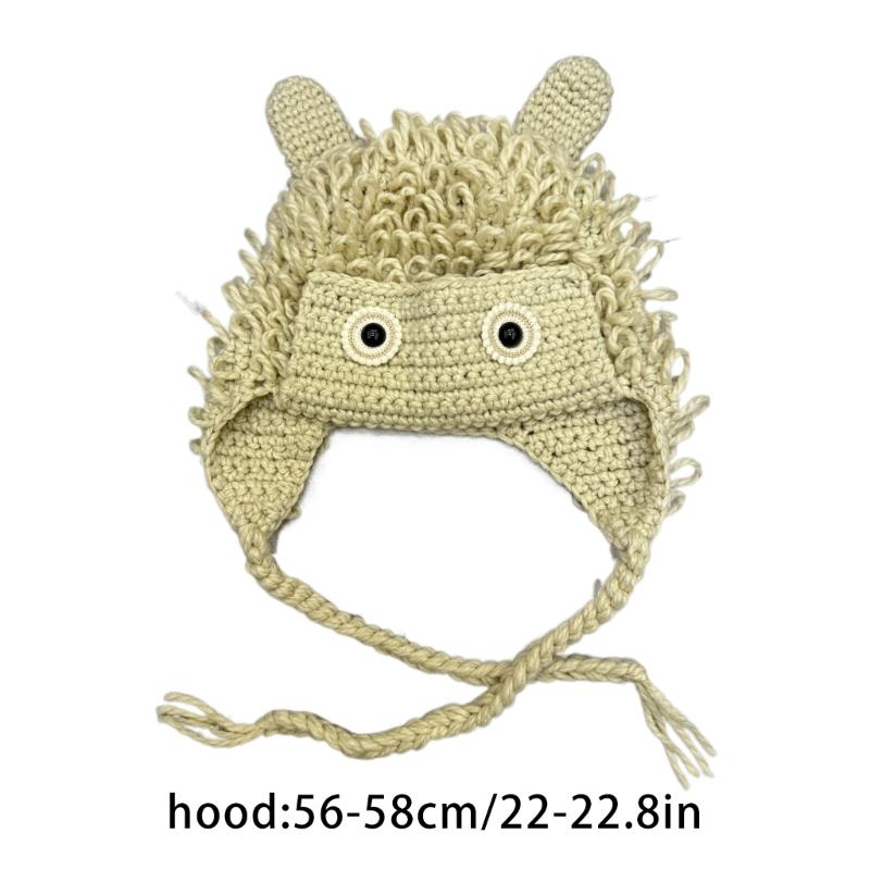 Winter Warm Knit Hat for Women Funny Monsters Hat Hooded Skull Hat Outdoor Activity Cap Windproof Headwear Pullover Hat