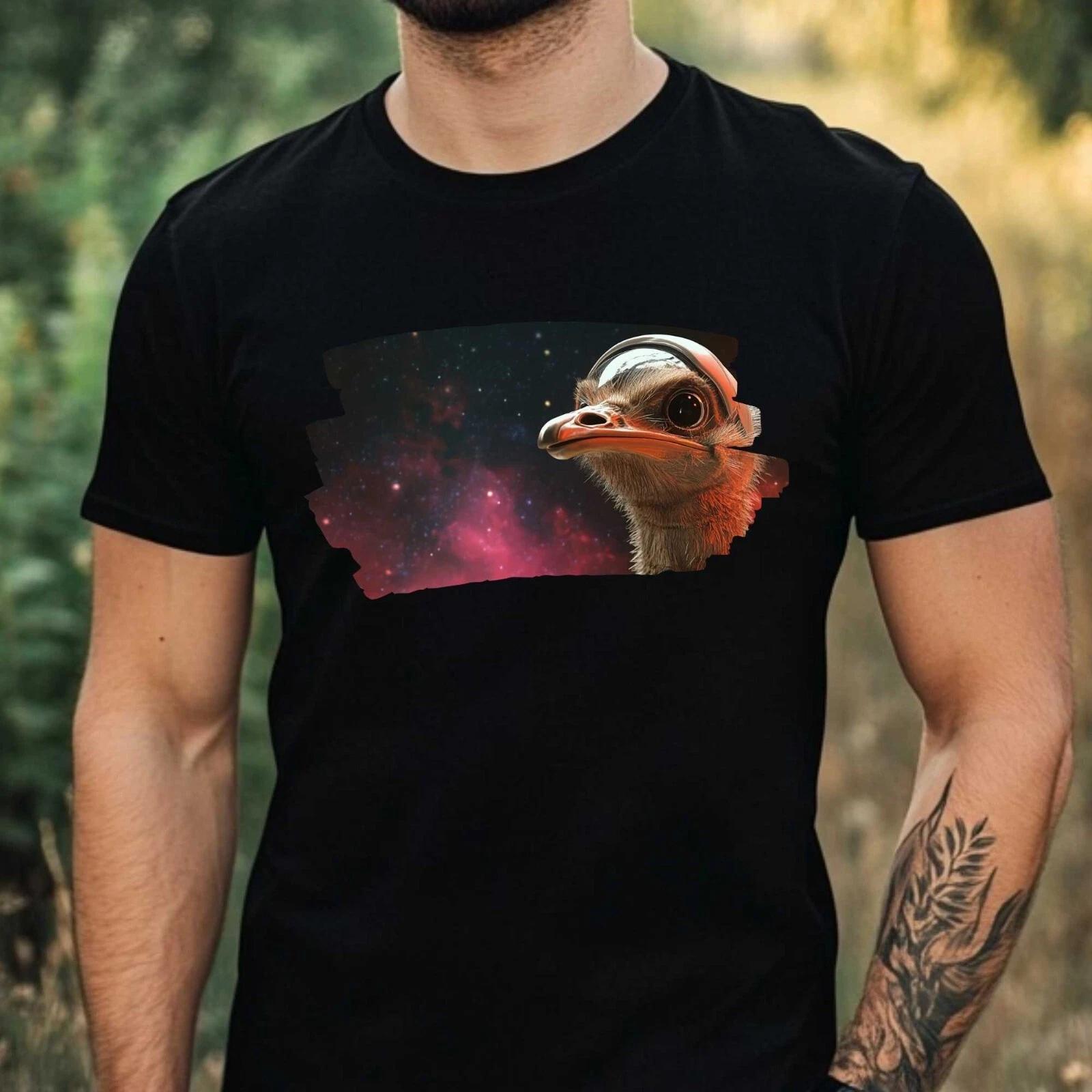 T-Shirt Herren Strauß als Astronaut Motiv Baumwolle Größe XS bis 5XL XXXXL