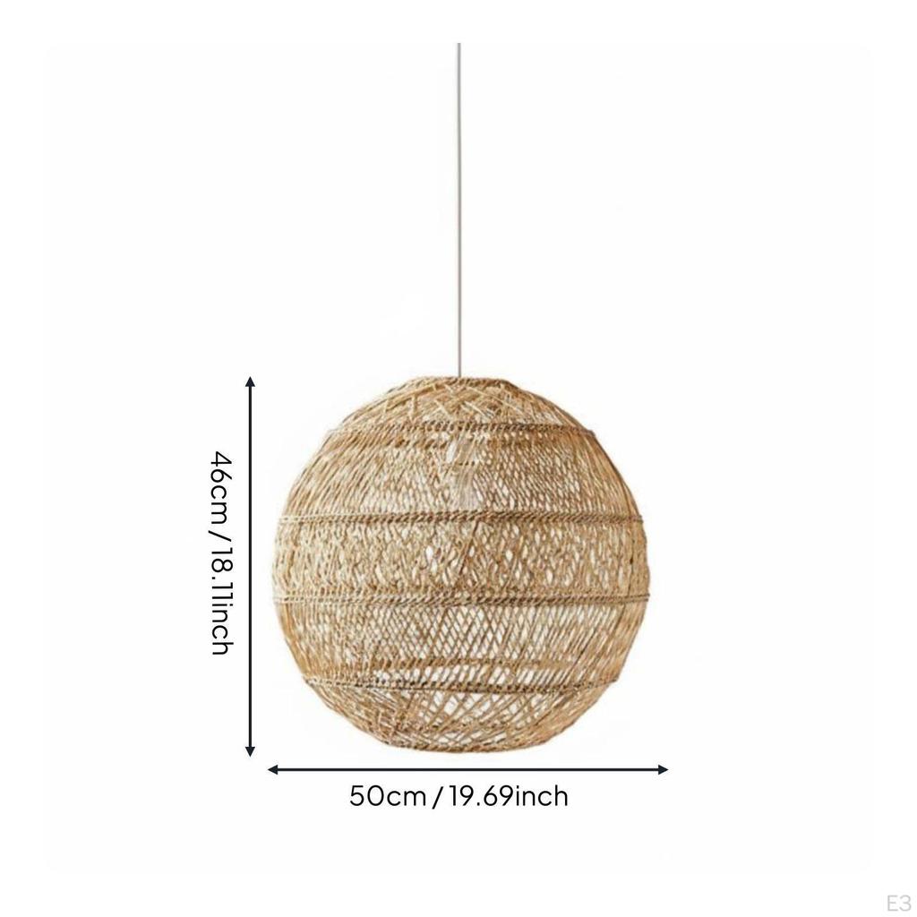 Rattan Pendant Lampshade Retro Design Woven Hanging Light Shade Rustic Elegance Fiber Lamp Cover for