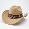Weicher Fedora Hut mit Blumenstickerei Sonnenhut Vintage Filz Western Cowboyhut Reise Outdoor