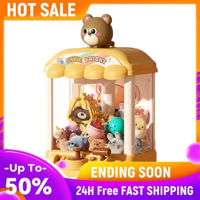 Lovely Claw Machine with Sound & Plush Toys Cute Doll Vending Machine Hand Eye Coordination Toy for Christmas Home Party
