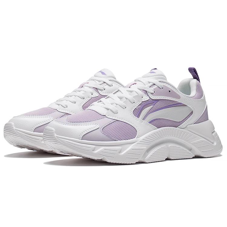 New LiNing Abrasion Resistant Low top Running Shoes Women's White Purple ARSS058-2
