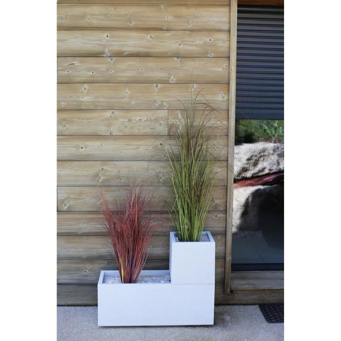 Square Flower Pot 30 Cm - EDA - Graphit Up - 21 L - Indoor / Outdoor - 29.5 X 29.5 X H. 29,5 Cm - Limed White