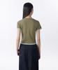 MUSINSA STANDARD WOMAN Women'S Slim Lace Trim T-Shirt [Khaki/Pastel Blue]