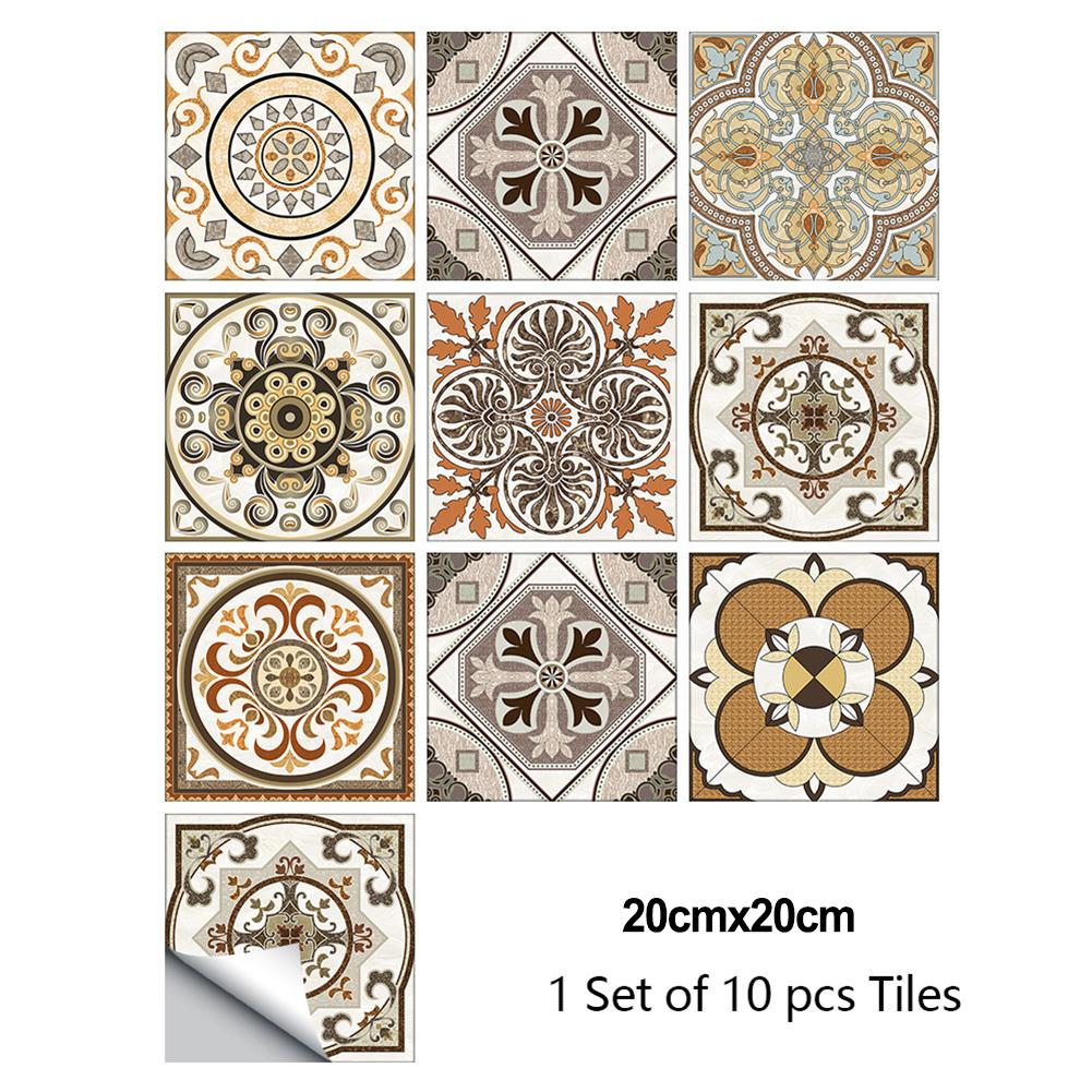 10PCS Mosaic Tile Stickers Stick Bathroom Kitchen Home Wall Floor Self-adhesive Waterproof Wallpapers For Home Bathroom Decor