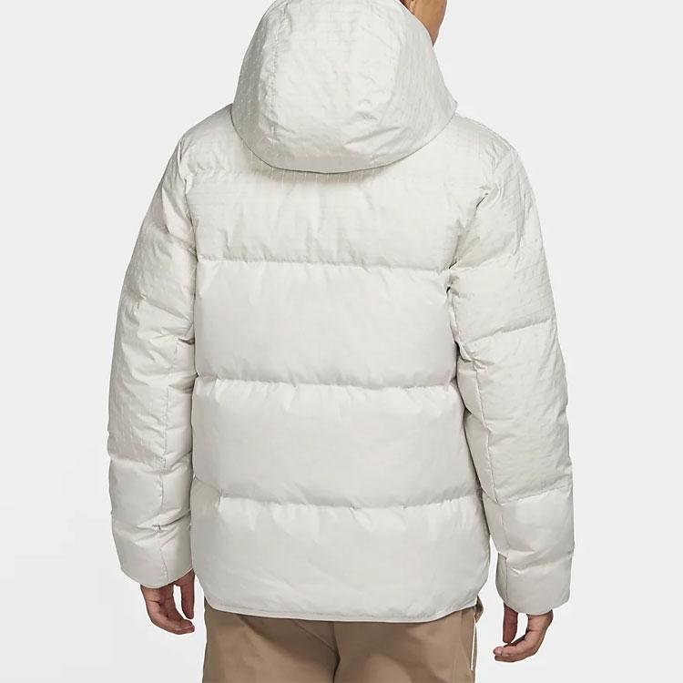 Nike Plaid Patchwork Hooded Down Jacket Men Outerwear White DD6964-072