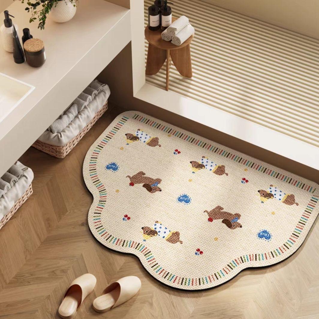 

Мультяшный коврик для ванной в форме облака с щенком, грязеотталкивающий, впитывающий, противоскользящий, коврик для ног из диатомовой земли 40x60 cm