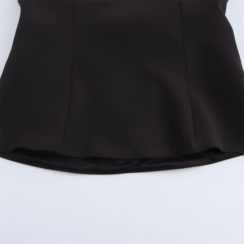 European & American Style Women's Square Neck Spaghetti Strap Top with Back Bowknot