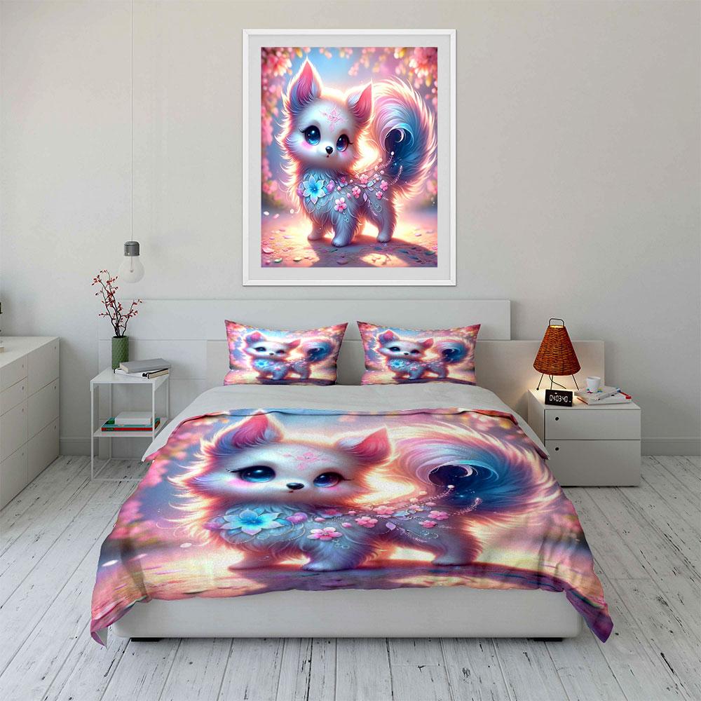 Dreamy Floral Adorned Pet Duvet Cover Set With 3D Printing Design Soft Polyester Bedding Set All-Season Comfort Luxury Gifts