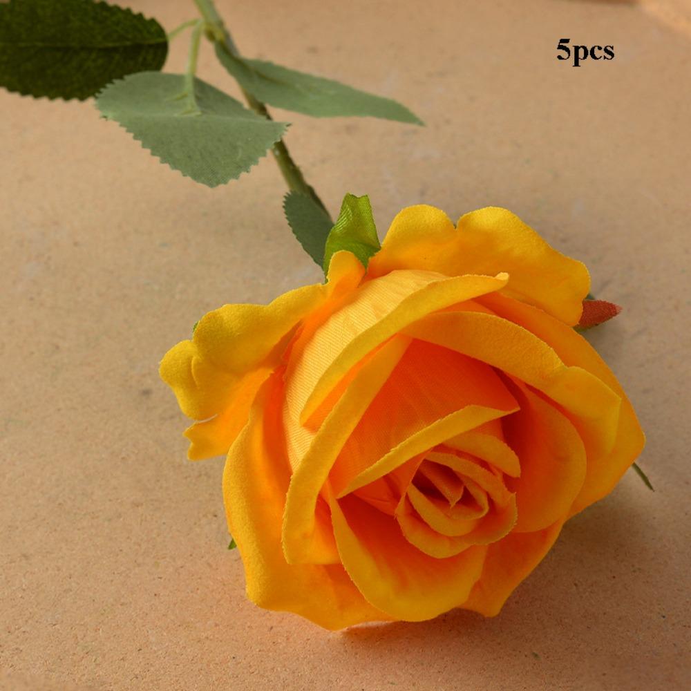 

5pcs New 10 Colors Simulated Rose Flannel Version Festival Supplies Vintage Rose Wedding Fake Flowers DIY Party Decoration жёлтый