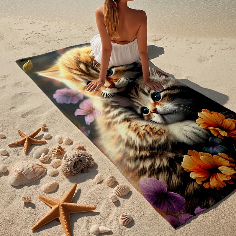Glamorous Cat In Shades Beach Towel, Super Soft Microfiber, Gift for Her/Him, Birthday, for Pool, Beach, Travel, Home Decor Fan Gifts